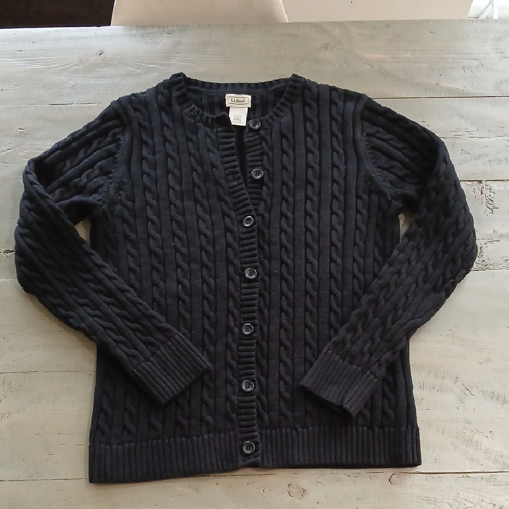 Vintage L.L. Bean Classic Black Cable Knit Sweater